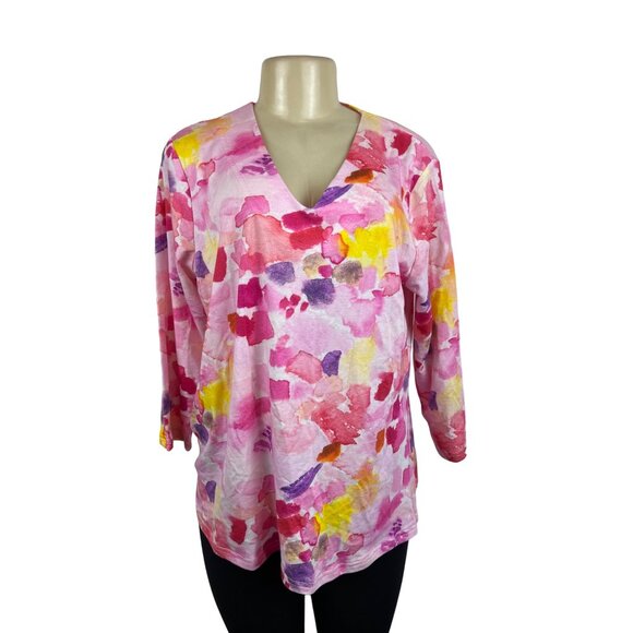 Parsley & Sage Womens V-Neck Floral Print Top Shirt Sz M - New - Picture 1 of 7